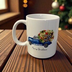 11oz Christmas Mug with Blue Truck - New in box